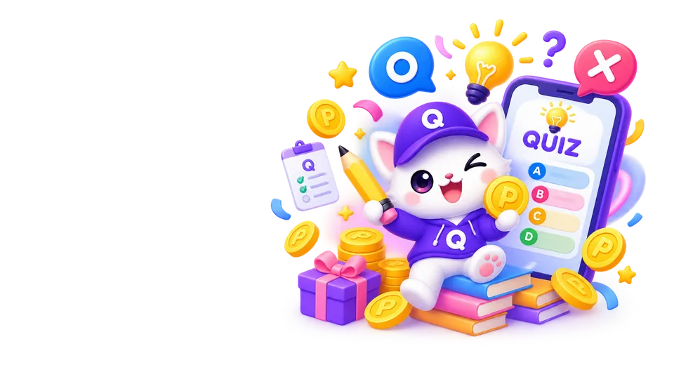 퀴즈와 포인트를 표현한 퀴즈뱅크 일러스트